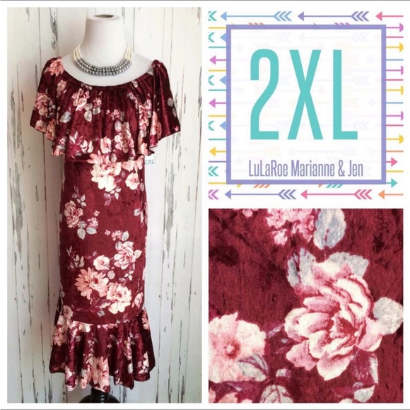 NEW•2X•RED VELVET FLORAL CICI DRESS - Picture 7 of 17